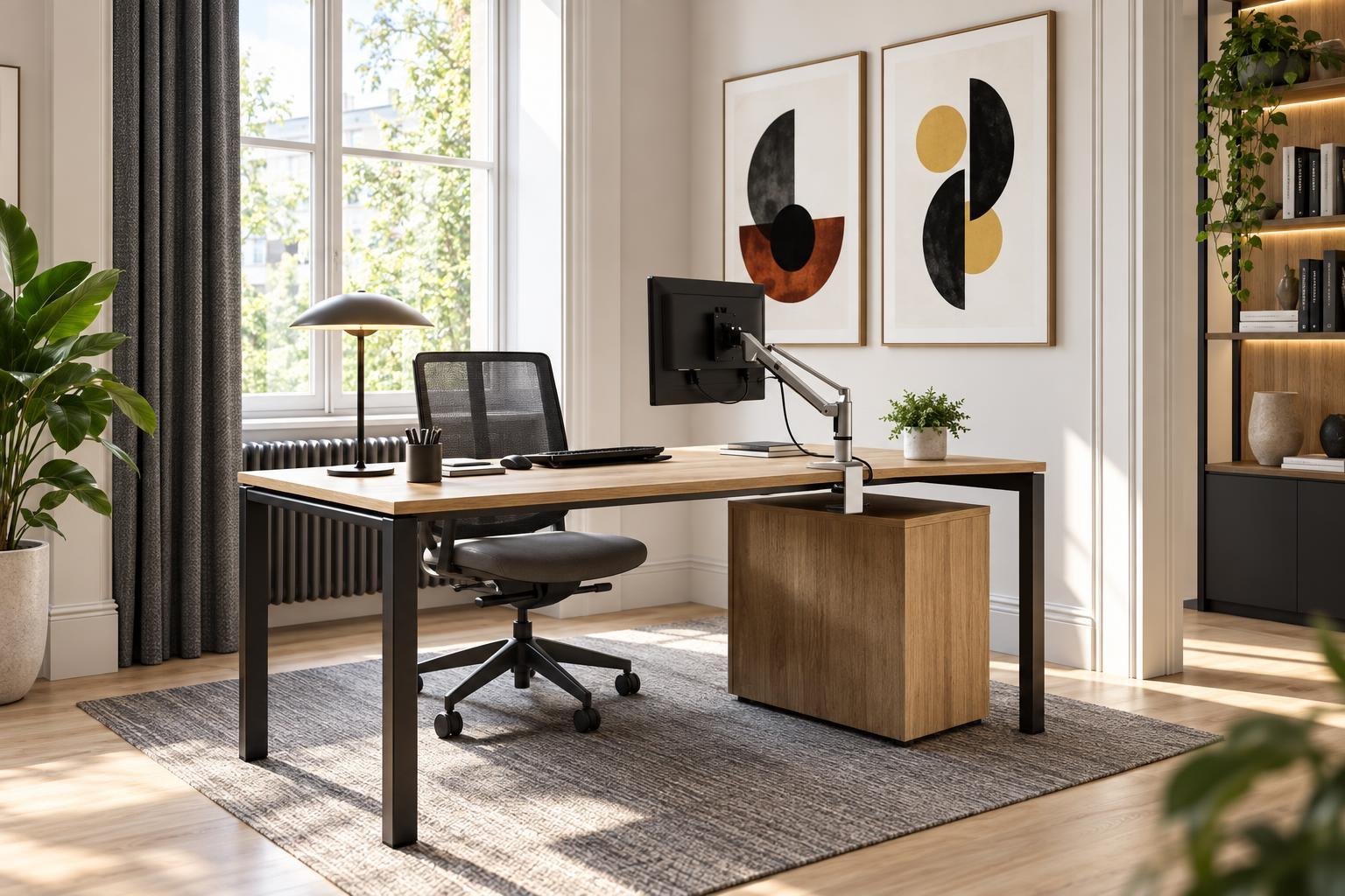 Bureau privé fermé dans un espace de coworking, avec postes de travail et cloison vitrée